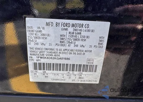 2019 Ford Explorer Xlt z USA, uszkodzony, nr VIN 1FM5K8D82KGA01686